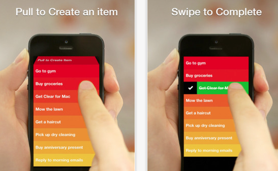 Clear's gesture-based interface makes it fun to check off your chores.