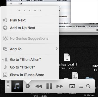 The MiniPlayer menu gives you a number of options.
